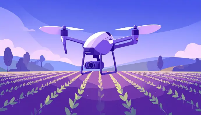 drone over a field