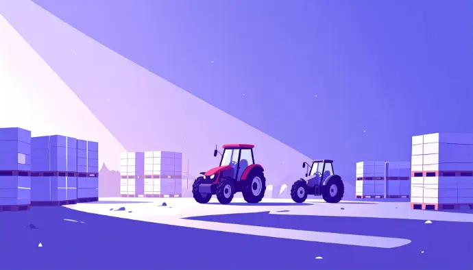 tractors in a barn