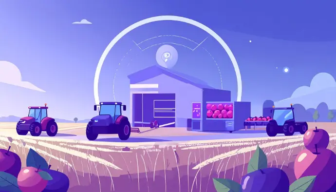 a tractor and a barn