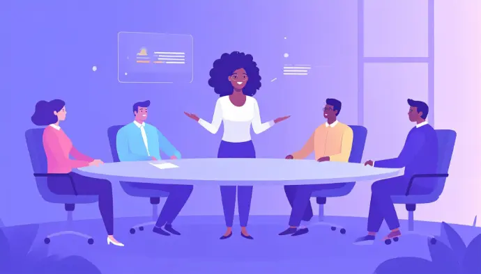 a women leads a meeting