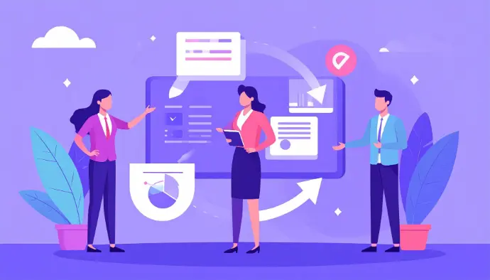 People pointing at circle arrows indicating change